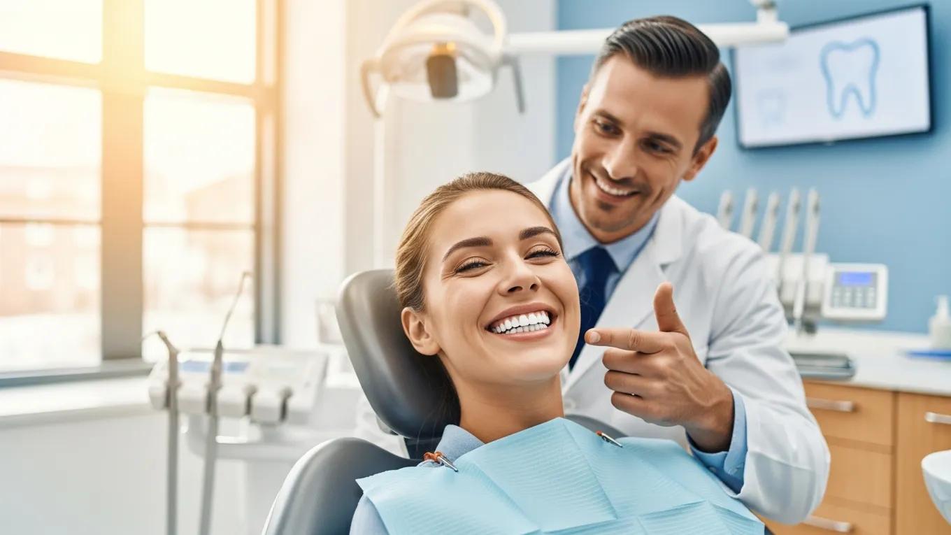 Happy patient showing off their smile after cosmetic dental treatment