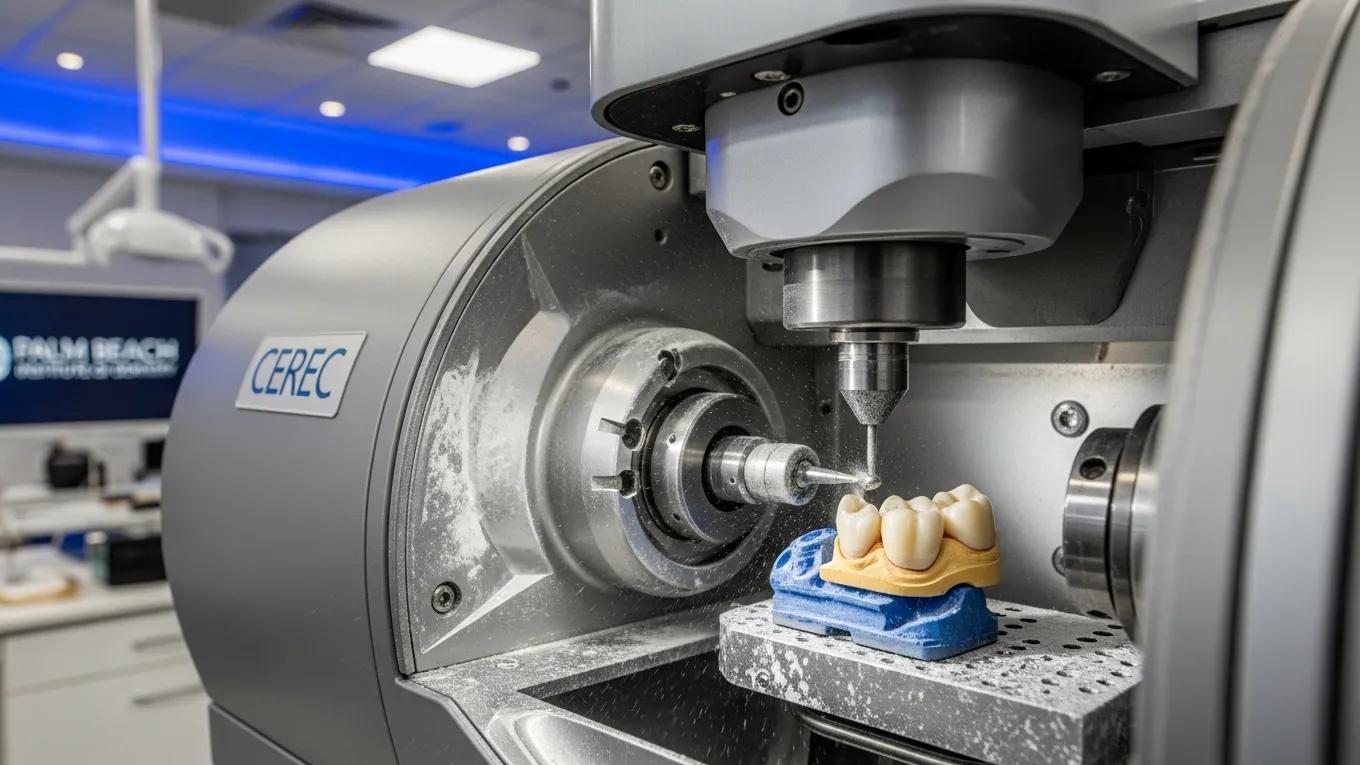 CEREC machine designing a same-day dental crown in-office