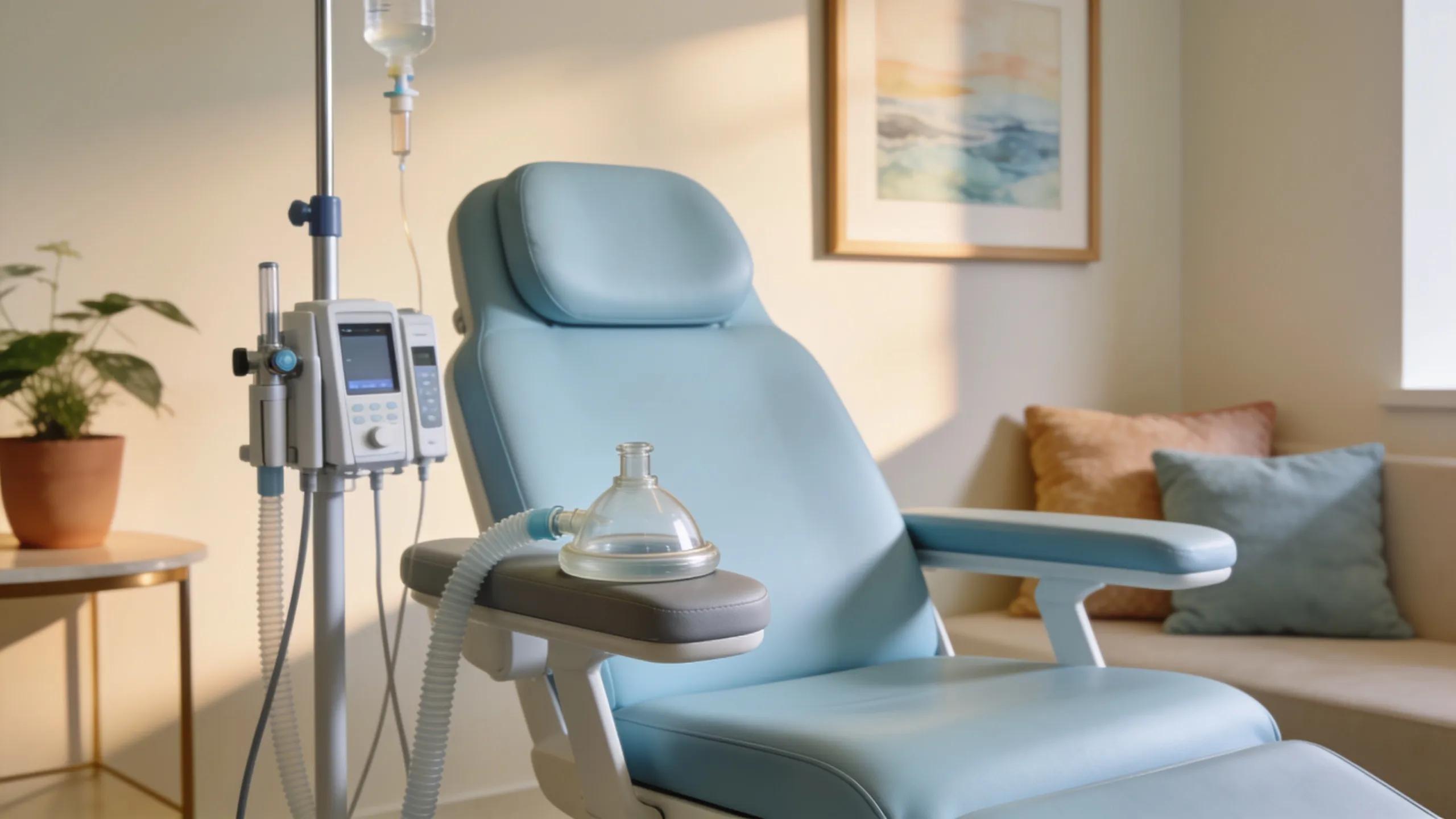 Calming dental chair setup for sedation dentistry, designed for special needs patients