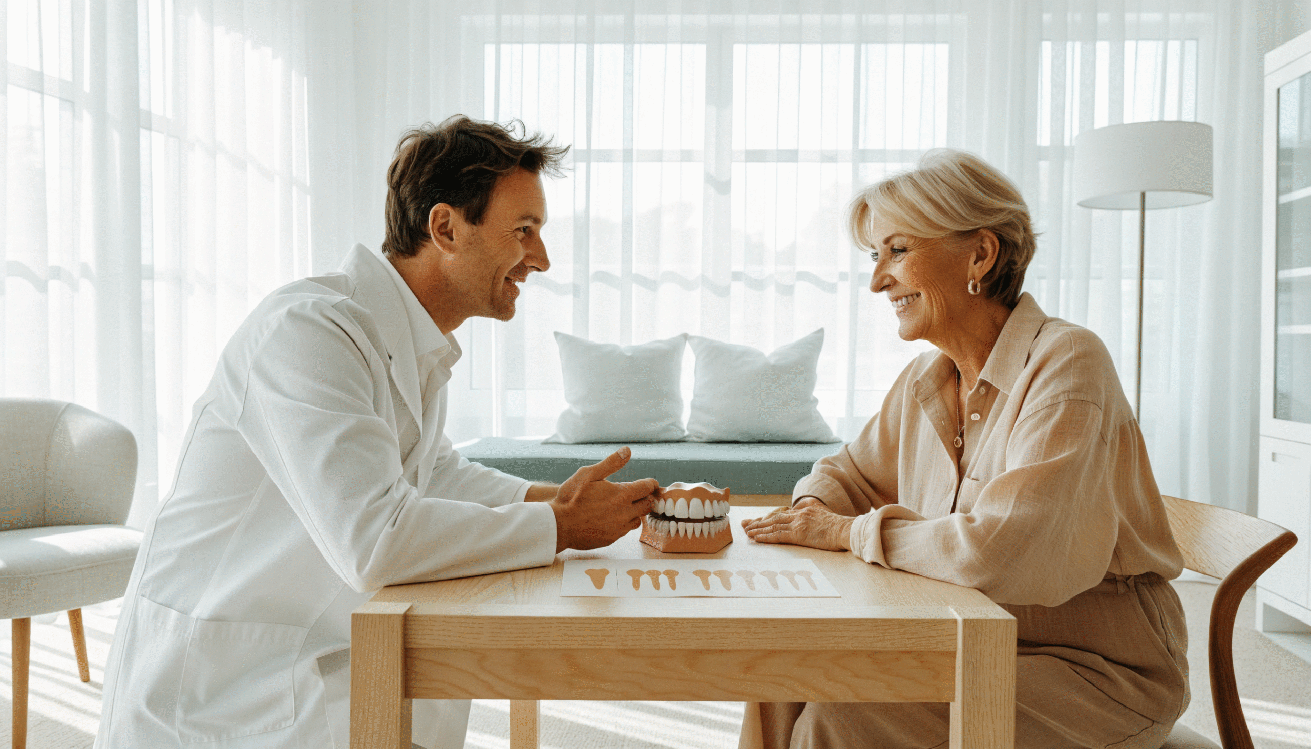 Dentist and patient reviewing a dental implant treatment plan and cost estimate at Palm Beach Institute of Dentistry